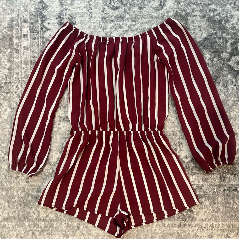 Striped Off-shoulder Romper